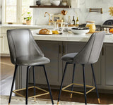 NEW Retails $209, Homy Casa Smeg counter height swivel Grey Faux Leather Metal Leg Stools (Set of 2)