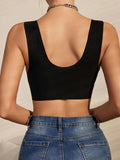NEW Contrast Lace Push Up Bra, Elegant Front Buckle Wide Straps Bra, Women's Lingerie & Underwear, Black, Sz 2XL