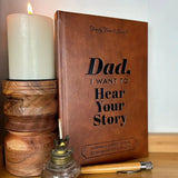 NEW Retails $40 Dad I Want to Hear Your Story Journal - Minimalist Leather-Bound Notebook with Ribbon Bookmark, Premium Paper Writing Diary, Ideal for Father's Memoir and Keepsake, Suitable for Ages 14+