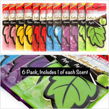 NEW Car Air Freshener Ornament Decor Natural Scented Tea Auto Shine Paper Hanging Vanilla Perfume Fragrance Leaf Shape for Home Bathroom Auto Car Interior Decoration Accessories, 6pk, 1 of each scent