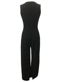 NEW Glitter Rhinestone Criss Cross Jumpsuit, Elegant Wide Leg Sleeveless Tank Jumpsuit For Spring & Summer, Women's Clothing, Black, Sz L, Retails $91
