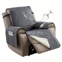 NEW GREY 1pc Waterproof Recliner Chair Cover, Non Slip Recliner Slipcover For Recliner Chair With Pocket, Washable Reclining Chair/Furniture Protector, Pets (Recliner Chair), Easy To Install & Easy Care Washable Couch Cover For Dog, Retails $156+