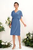 NEW Vanessa Chiffon Dress, Dusty Blue, Sz XL, Retails $150