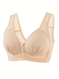 NEW Button Front Mesh Stitching Wireless Bras, Comfy & Breathable Stretchy Intimates Bra, Women's Lingerie & Underwear - Size 40 - Retails $73+