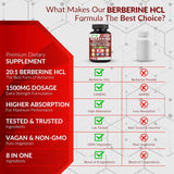 NEW Sealed Rimo Nutrition - Berberine with Ceylon Cinnamon - Berberine Supplement - Bitter Melon - Red Yeast Rice, 120 Capsules Non-GMO and Gluten Free, BB: 01/27