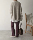 NEW Retails $116, Bovuf Oversized Ivory Pocket Front Sweater, Beige, Sz L