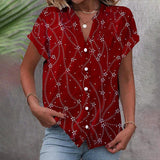 NEW Red Print Short Sleeve Top - Size XL - Retails $73+