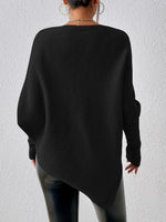 NEW Bovuf Women's Solid Long Sleeve Ultra Soft & Cozy Asymmetric Hem Sweater in Black- Size S! Retails $115+