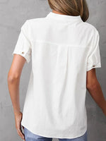 NEW Basic Plain White Button Front Short Sleeve Top - Size XXL! Nice lightweight free flowing fabric - Retails $81+