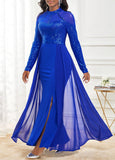 NEW Shining Sapphire Blue Side Slit Maxi Dress Rosewe®, Sz L, Retails $68