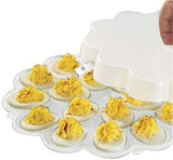 NEW KB KITCHEN BASICS 10.5" Egg Carrier with Lid, Holds 18 Eggs - Durable Melamine Serveware, Portable Design with Secure Lid & Handle for Gatherings & Storage, Plastic Egg Container for Deviled Eggs