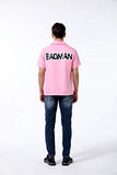 NEW Halloween Anime Men's Badman Vegeta Pink Basic Collar Short-Sleeved Woven Shirt, Sz XL