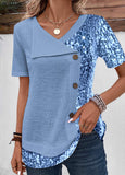 NEW Retails $80 MODLILY® Dusty Blue Sequin Asymmetrical Neck Blouse Sz M