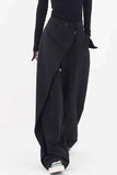 NEW Micas Draped Wrap Straight Leg Suit Pants, Black, Sz M