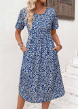 NEW Retails $52 MODLILY DESIGN Navy Pocket Ditsy Floral Print Short Sleeve Dress, Sz M