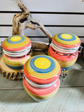 Home stagers lot! Set of 3 ceramic snap close ceramic canisters! Large canister missing seal