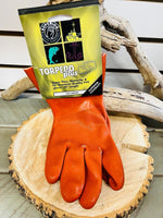 NEW Torpedo Plus Medium Gloves! Applications include fishery, automotive, maintenance, petrochemical. 12-inches long orange gloves. All styles are CFIA approved for food handling.