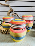 Home stagers lot! Set of 3 ceramic snap close ceramic canisters! Large canister missing seal