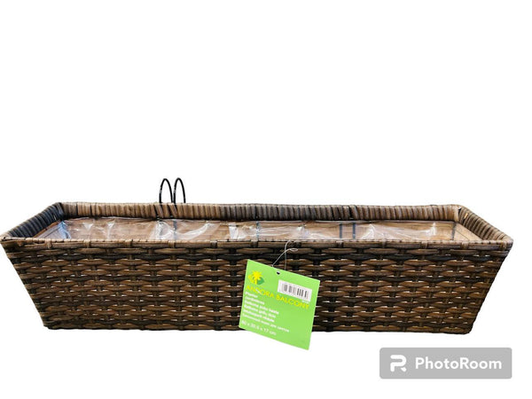 NEW Andora Window Balcony Railing Polyrattan Planter Box with 2 hooks, winner can buy up to 3 more at winning bid