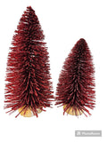 Tabletop decorative glitter trees with wooden bases measures 16” high x 7” wide & 12” high x 7” wide