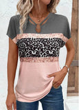 NEW Retails $70 ROTITA Cut Out Leopard Grey/Pink Short Sleeve T Shirt Sz S