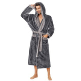 NEW U2SKIIN Mens Hooded Robe, Big and Tall Full Length Plush Robe for Men Long Fleece Bathrobe, Medium/Large