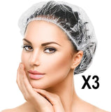 NEW TUPARKA 3 Pcs Disposable Shower Caps Plastic Elastic Bath Cap for Home Use Hotel Spa and Hair Salon Supplies