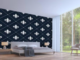 NEW Retails $136, 3D Fleur De Lis Luxury Dotted Black and White Peel & Stick Wall Mural Covers 8.3 Feet X 12 Feet Area!