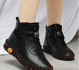 NEW Retail $69+ GRW Orthopedic Shoes for Women Waterproof Velcro Plush Fleece Warm Faux Soft Leather Boots - Black Sz 6.5