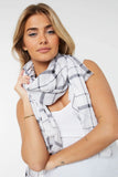 NEW Ardene Plaid Lightweight Scarf, White Black