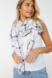 NEW Ardene Plaid Lightweight Scarf, White Black