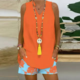 NEW Bovuf Orange Sleeveless Print Two Piece Set, Sz XL, Retails $105
