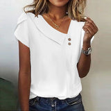 NEW Asymmetrical Fold-Over Collar Button Front Top - Size L - Retails $71+