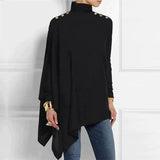 NEW Black Button Shoulder Asymmetrical Tunic Top - Size L - Retails $86+