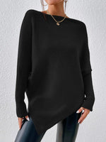 NEW Bovuf Women's Solid Long Sleeve Ultra Soft & Cozy Asymmetric Hem Sweater in Black- Size S! Retails $115+