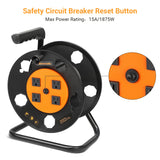NEW DEWENWILS Extension Cord Storage Reel (without cord) with 4-Grounded Outlets, for 12/3,14/3,16/3 Gauge Power Cord, Hand Wind Retractable, 15A Circuit Breaker-HCRB00D