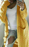 NEW Women's Long Hooded Open Front Cardigan, Mustard Yellow, One Size w/ Pockets