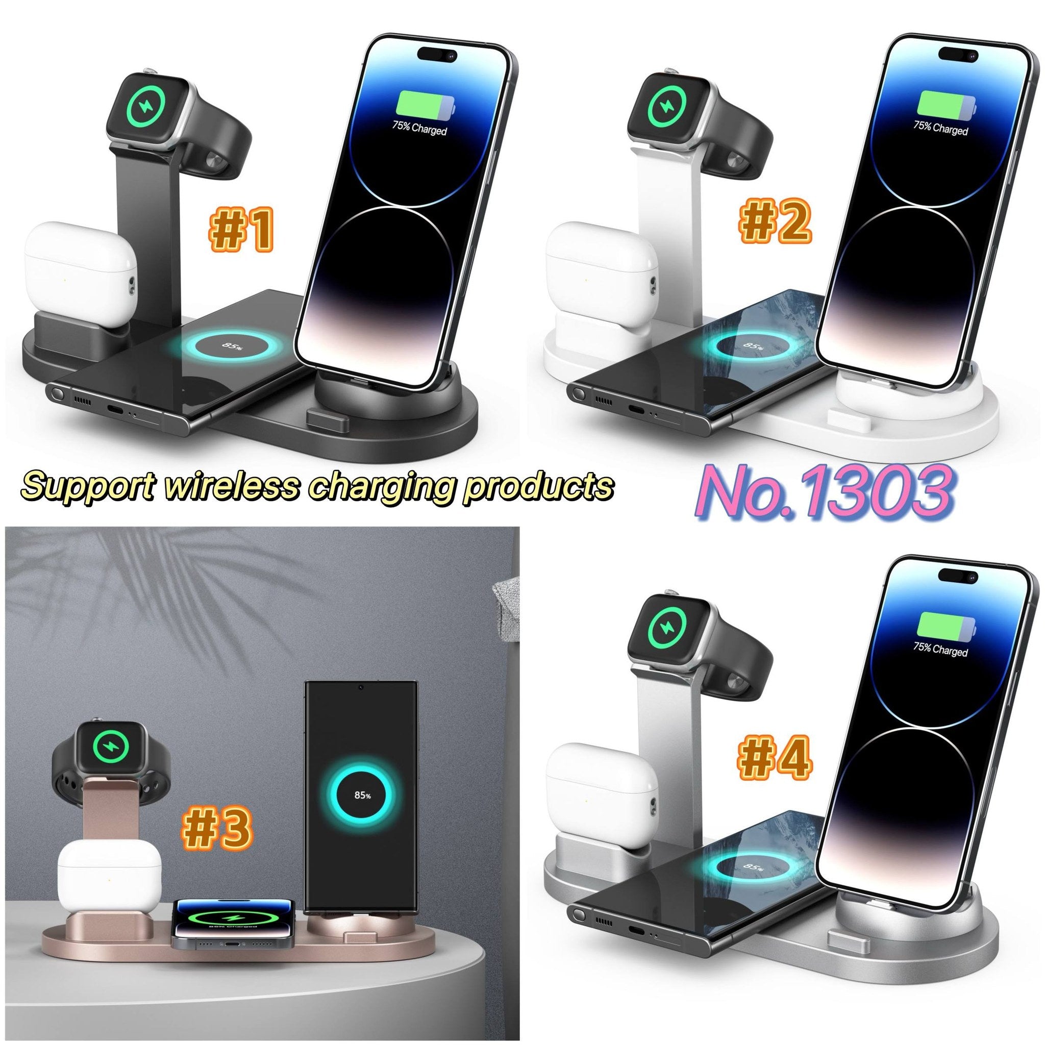 3 in One Charging Station No. 13037, 4 Colors, Tax Included