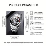 New 3Pc Fashion Silvery Quartz Watch Necklace Bracelet Set Men, gift box not included