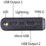 NEW LHIABNN DIY Power Bank Box Flat Head Battery Charger Outer Case,2 USB Output Ports Plastic Shell Box with LCD Display, Micro/Phone/Type-c Input Port Power Bank Case (Black)