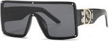 NEW Cool One Piece Sunglasses Women Square Shades Sun Glasses For Men Vintage Gradient Eyeglass UV400, Black, Retails $46
