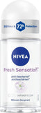 NEW NIVEA Fresh Sensation Roll-On Antiperspirant Deodorant with 72-Hr Odour and Sweat Protection, Eliminates Bacteria, Clean and Fresh Scented Women's Deodorant, Non-Sticky, Ethyl Alcohol Free, 50mL, 2 Pack