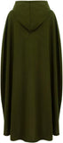 NEW Womens Winter Cape Coat Wool Blend Hooded Cloak Maxi Long Cardigans Open Front Poncho Outwear, Army Green, XL