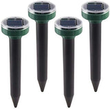 NEW Hicollie 4 Pack Solar LED Ultrasonic Waterproof Pest Repellent with IP56 Protection for Snakes, Voles, Rats, Mice etc. Chemical Free!