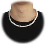 NEW Unisex Pearl Necklace Round Pearl Necklace with Charm Fashion Pearl Choker Necklace, 18-inch 8mm