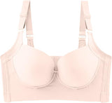 NEW New Year A- One Fab Fit Underwire Bra Push Up T Shirt Bra Modern Demi Bra Lightly Padded Bra with Convertible Straps Compression Sports Bra, Beige, Sz 36D