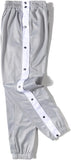 NEW Men's Tear Away Basketball Pants Post Surgery Side Split Snap Button Sweatpants Track Pants, Grey/White, Sz XL