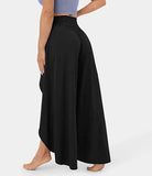 NEW Women Palazzo Flowy Split Wide Leg Pant, Boho High Waist Slit Wide Leg Quick Dry Casual Pants Beach Trousers (XXL,Black)