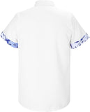 NEW Men's Short Sleeve Shirt, Men Fashion Spring Summer Casual Short Sleeve Turndown Neck Printed T Shirts Top Blouse Button Down Fashion Shirt, White, Sz XL