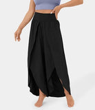 NEW Women Palazzo Flowy Split Wide Leg Pant, Boho High Waist Slit Wide Leg Quick Dry Casual Pants Beach Trousers (XXL,Black)